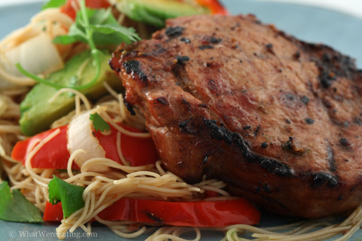 Grilled Chinese Pork Chop w/ Rice Noodles