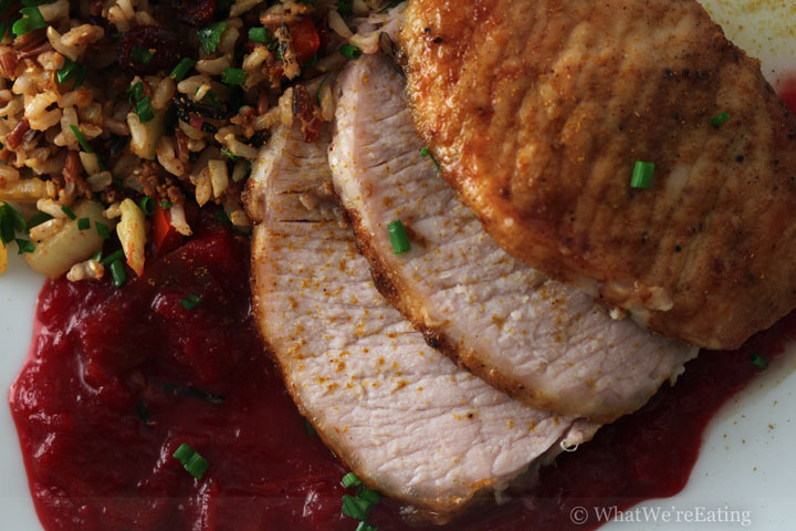 Curry Brined Pork Roast with Curried Cranberry Apple Sauce