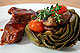 Boneless pork ribs, stuffed artichoke