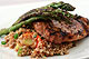 pork, bulgur, and asparagus