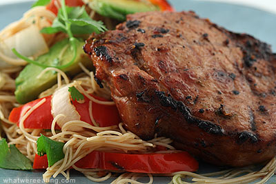 Grilled Chinese Pork Chop w/ Rice Noodles