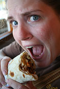 Amanda battles a Cali Burrito